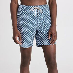 Fair Harbor The Bayberry Swim Trunks 7" Navy Geo Size Medium New with Tags